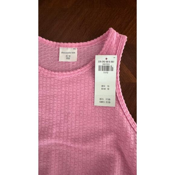 Abercrombie Kids Pink Ruched Tank Top NWT Size 11/12 Textured Ribbed - Picture 2 of 12